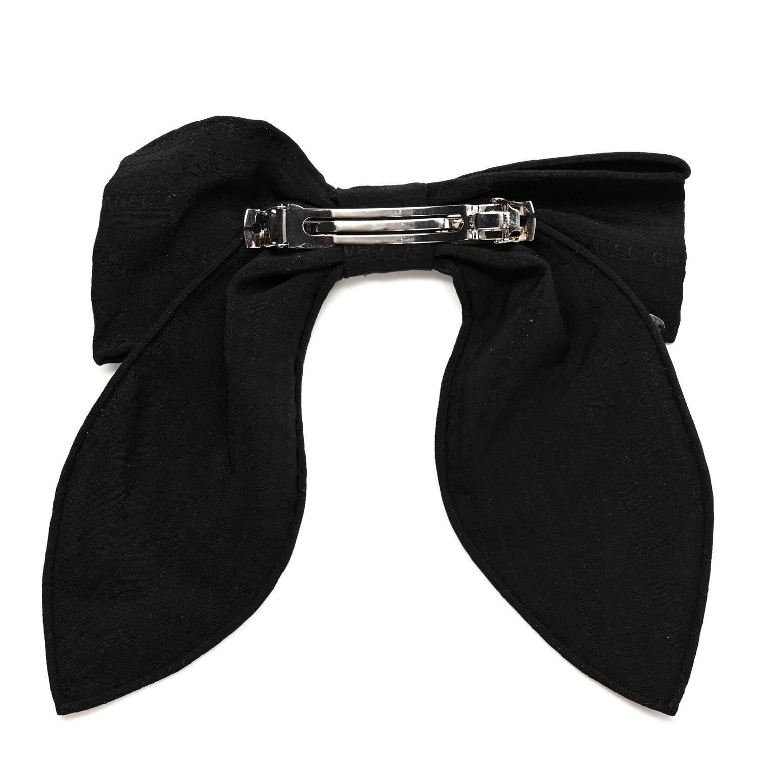Chanel Silk Bow Hair Clip Black
