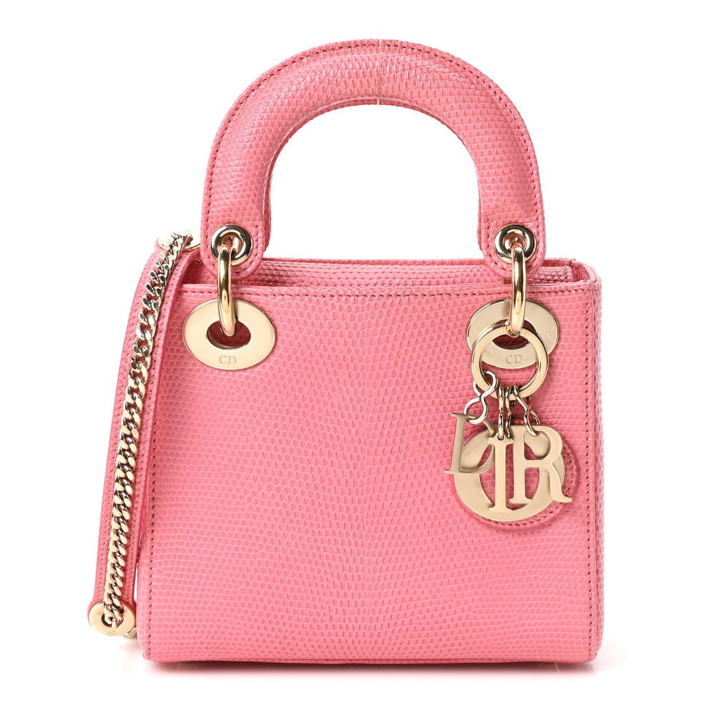 Christian Dior Lizard Mini Lady Dior Pink