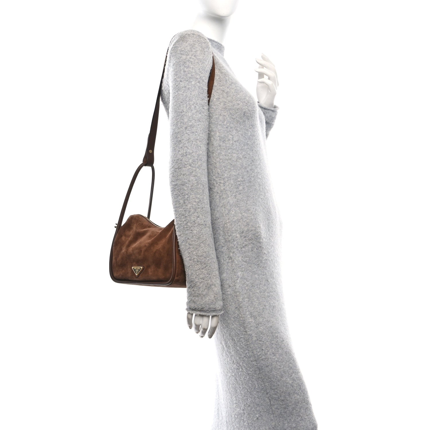 Prada Camoscio Darling Shoulder Bag Cocoa Brown