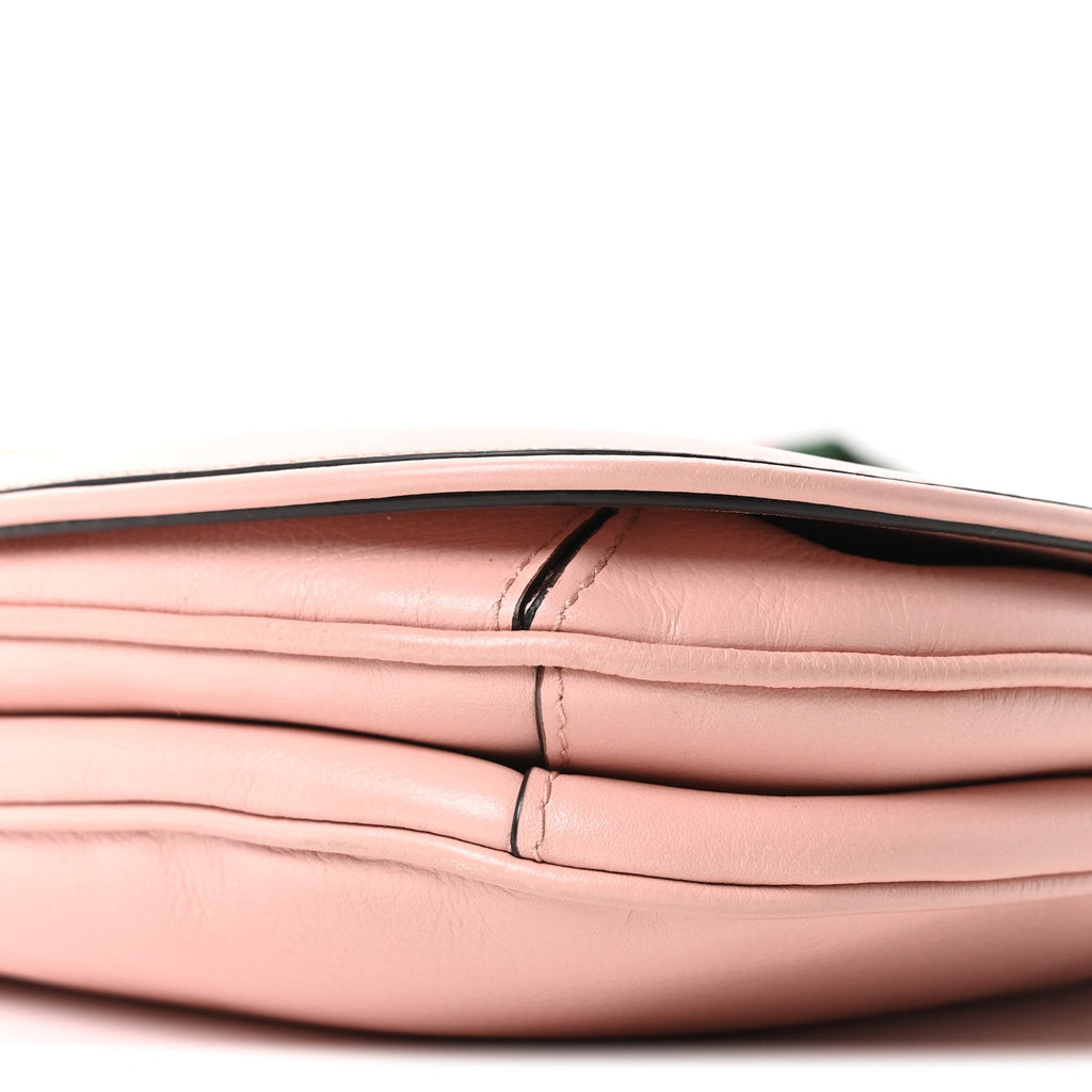 Gucci Roxy Calfskin Web Medium Blondie Top Handle Shoulder Flap Bag Powder Pink