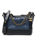 Chanel Aged Calfskin Quilted Small Gabrielle Hobo Dark Grey
