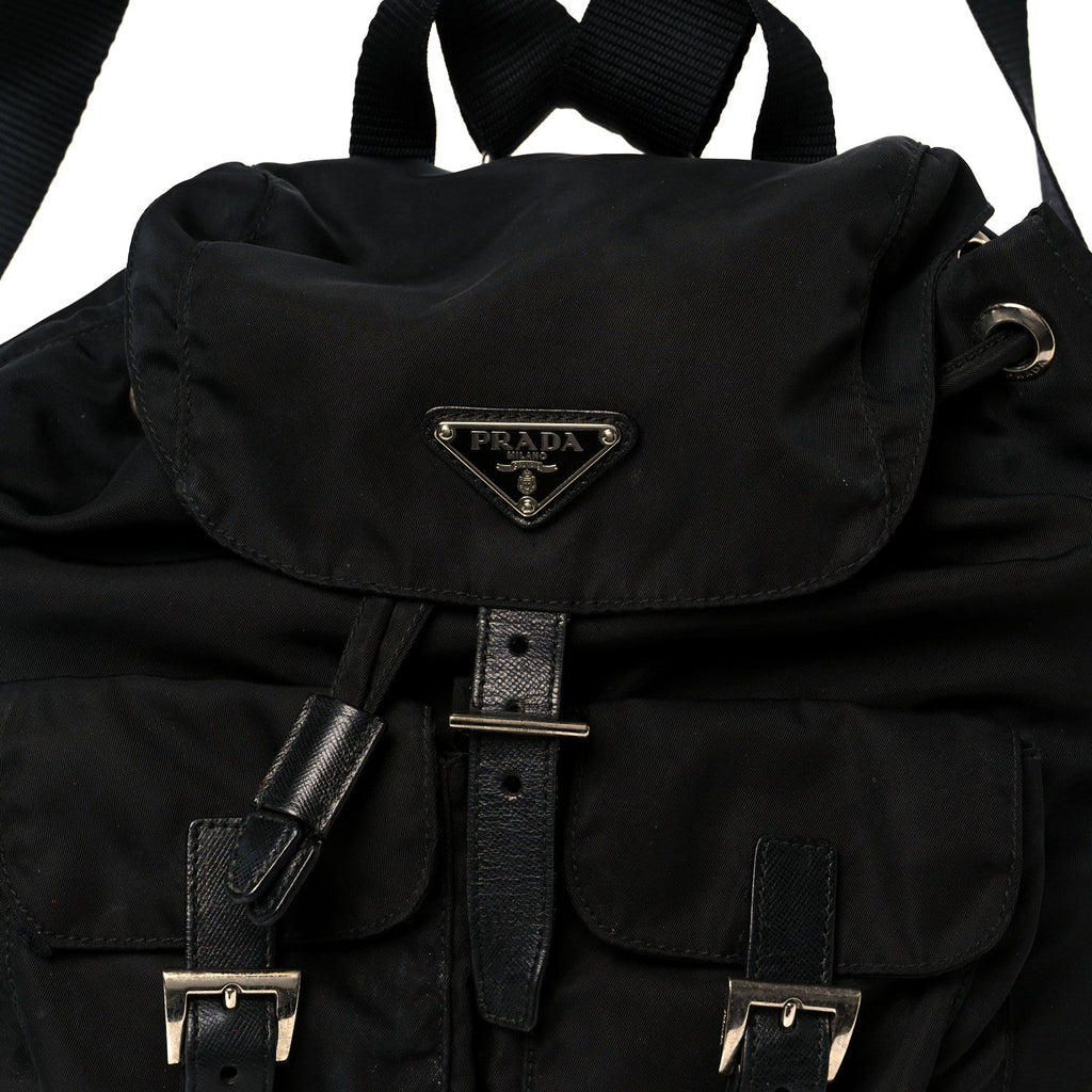 Prada Tessuto Nylon Saffiano Small Backpack Black