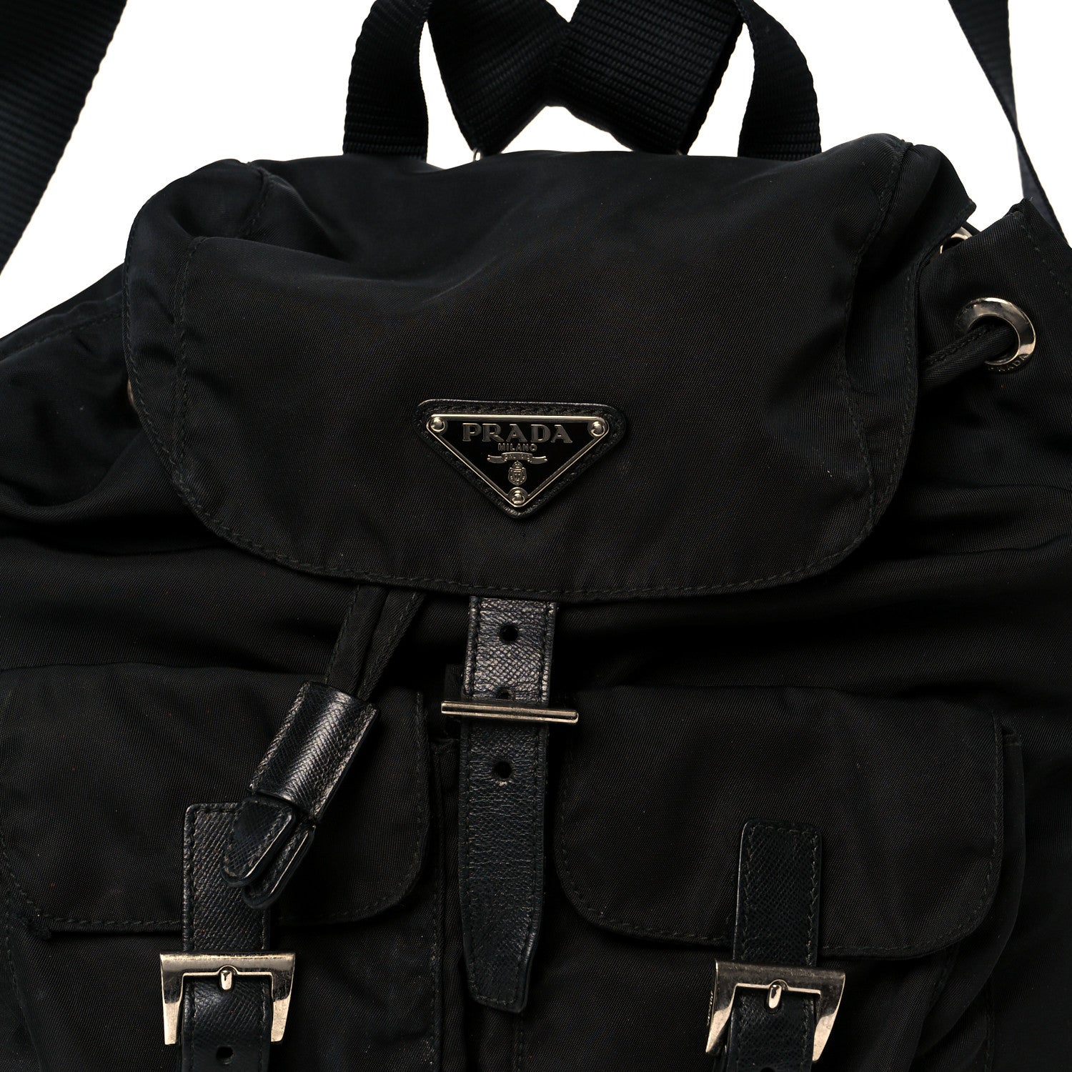 Prada Tessuto Nylon Saffiano Small Backpack Black