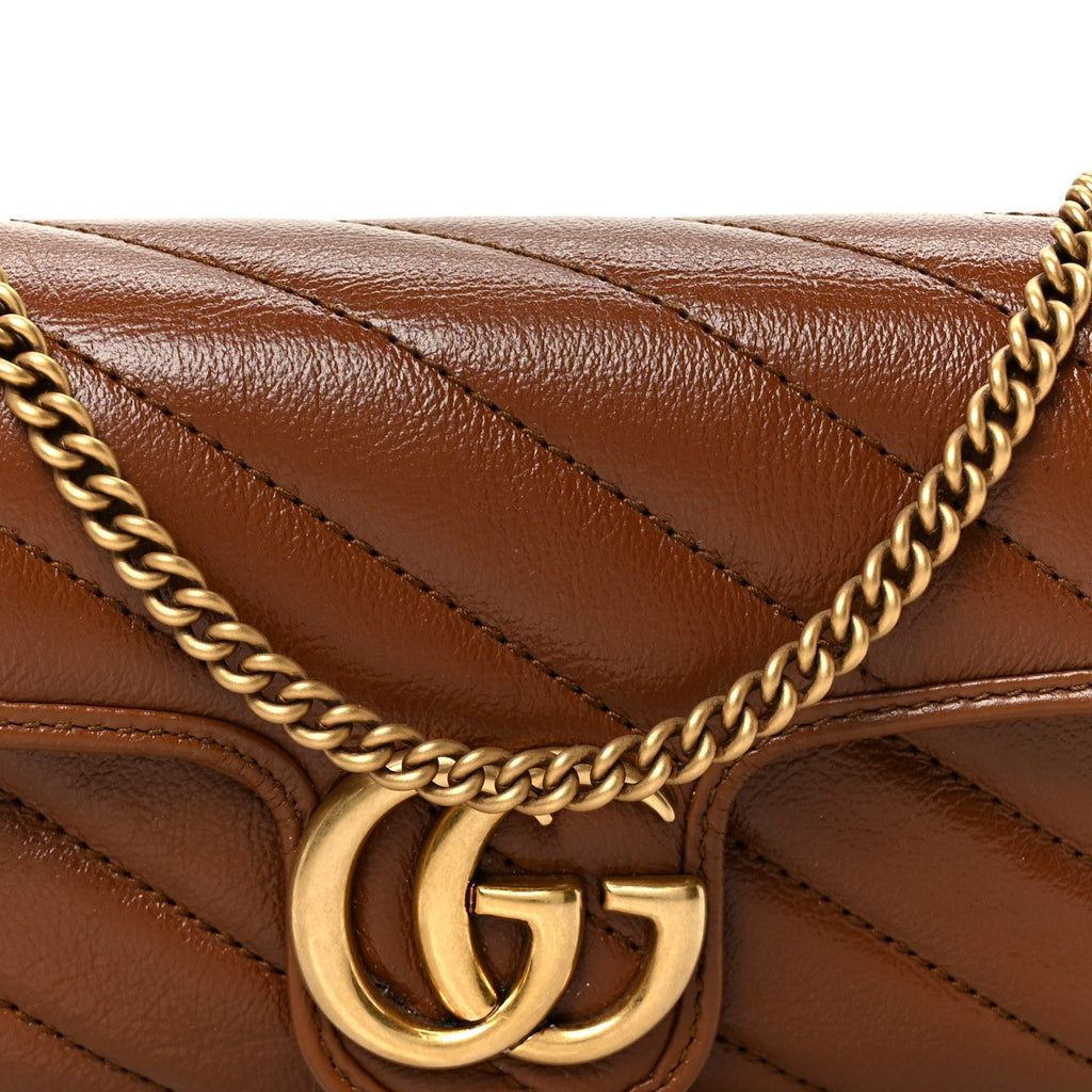 Gucci Azalea Calfskin Matelasse Diagonal Super Mini GG Marmont Shoulder Bag Cuir