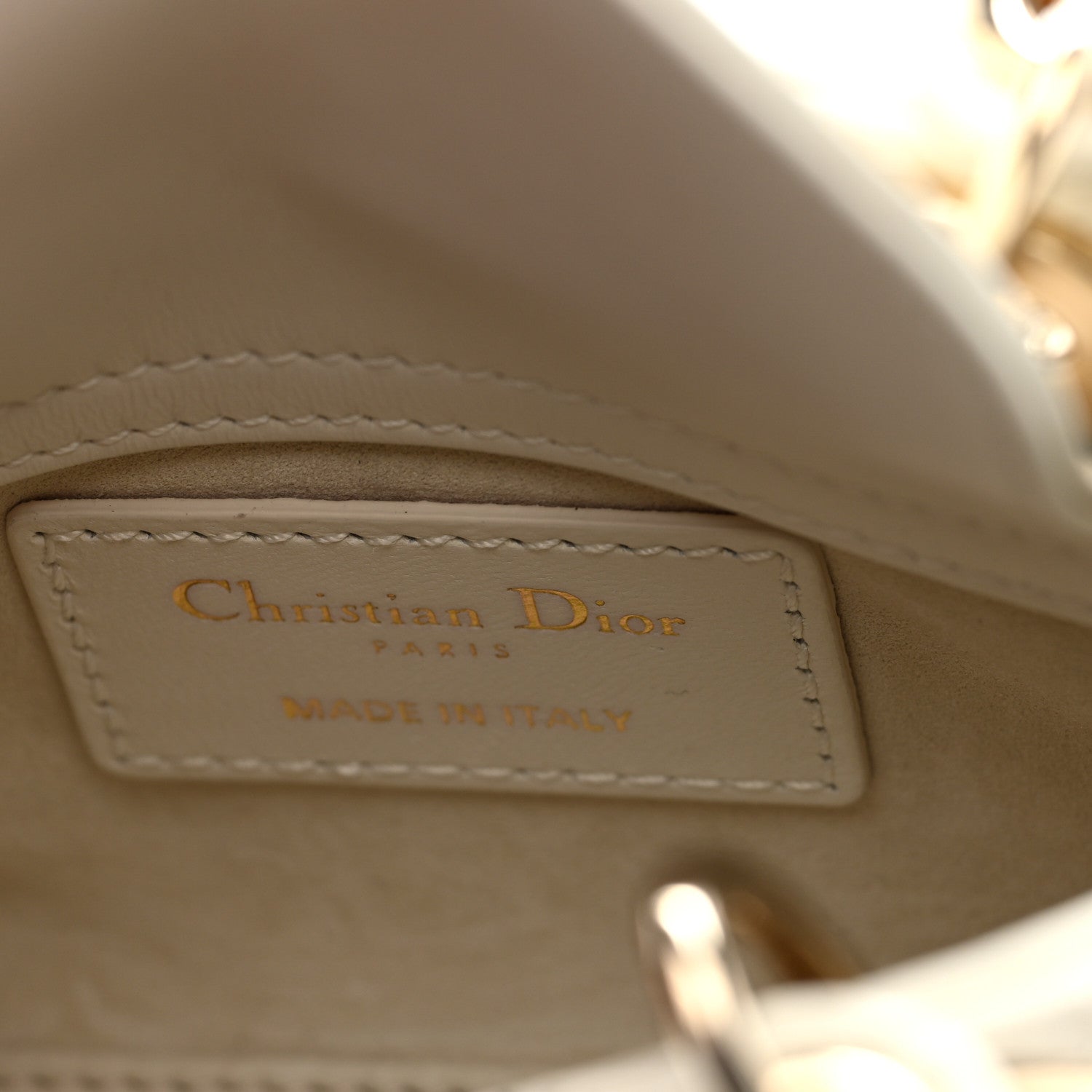 Christian Dior Calfskin Cannage Dioramour Micro Lady Dior Dior White
