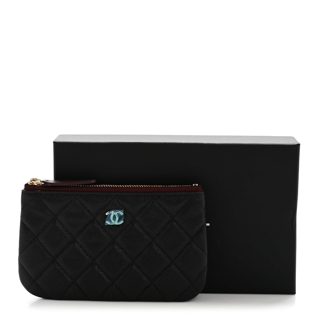 Caviar Quilted Small Pouch Black