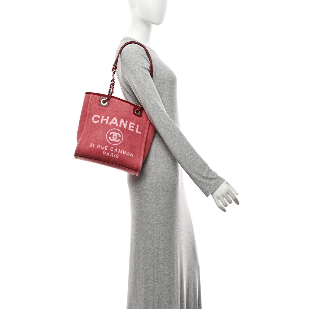 Chanel Canvas Mini Deauville Tote Red