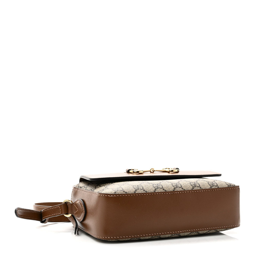 Gucci GG Supreme Monogram Small Horsebit 1955 Shoulder Bag Beige Brown Sugar