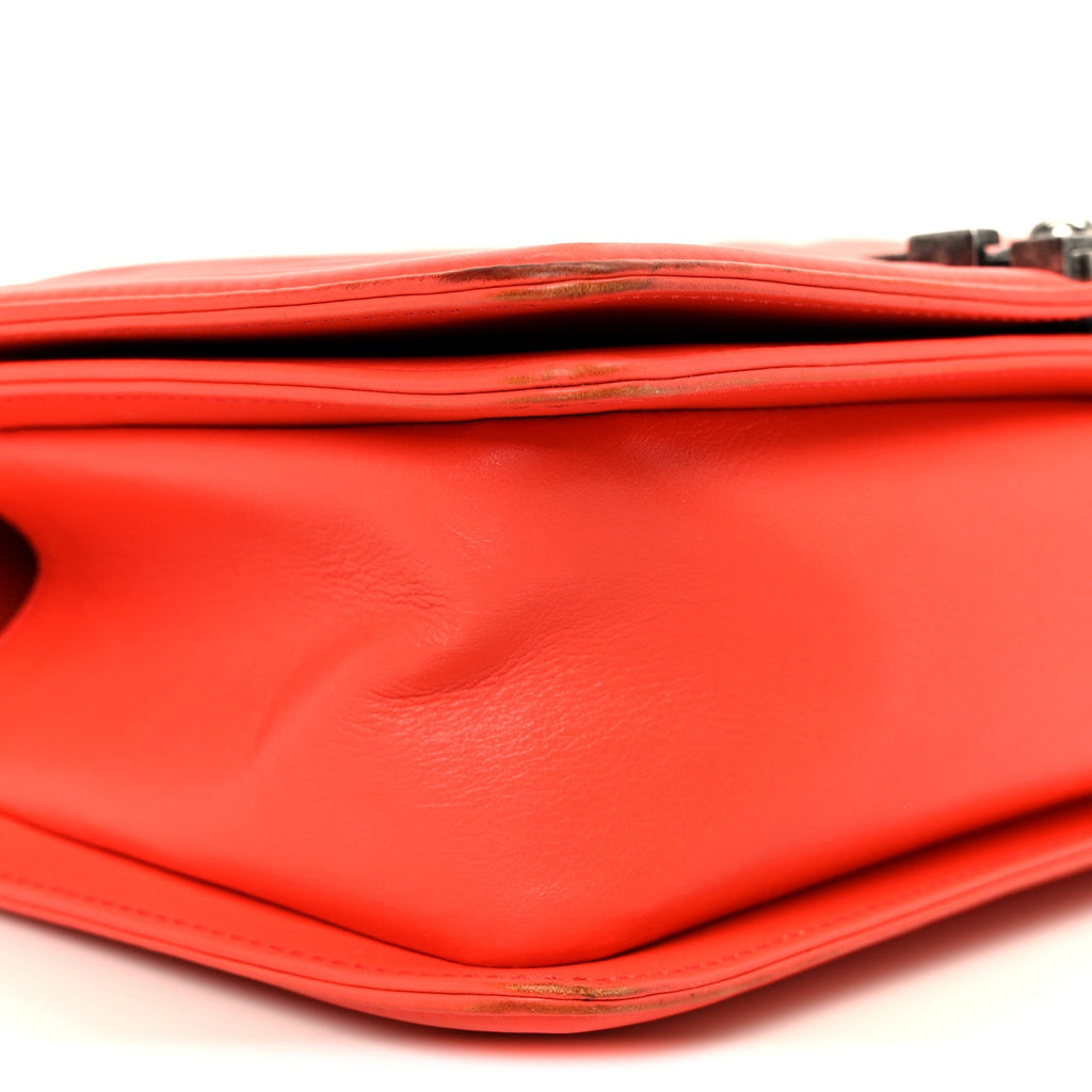Chanel Lambskin Chevron Quilted Medium Boy Flap Red