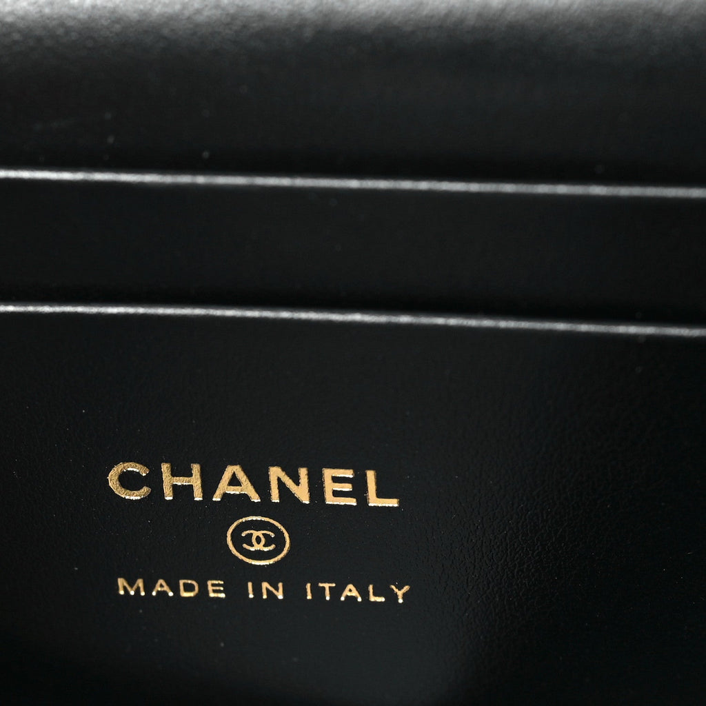Chanel Caviar Quilted Top Handle Slim Vanity With Chain Black