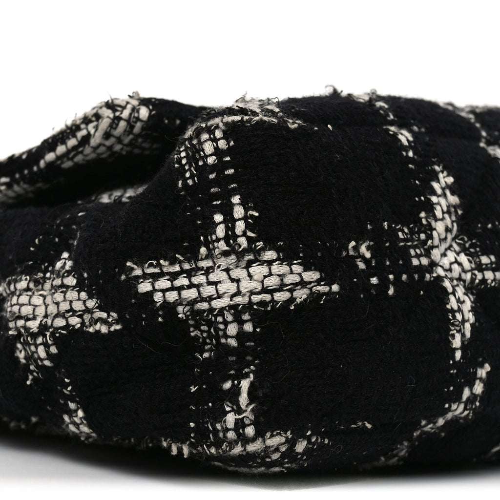 Chanel Tweed Quilted Maxi Chanel 19 Flap Black White