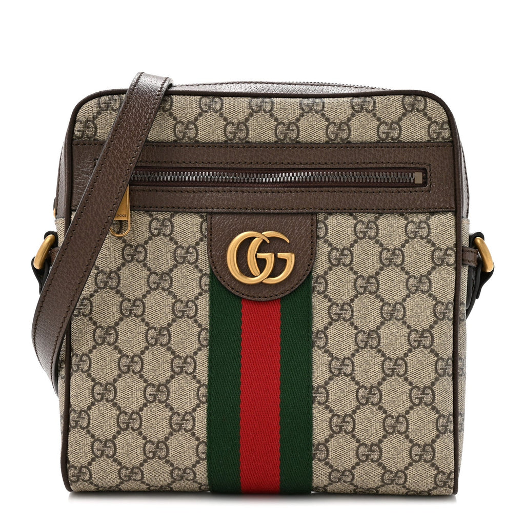 Gucci GG Supreme Monogram Web Small Ophidia Messenger Bag Brown