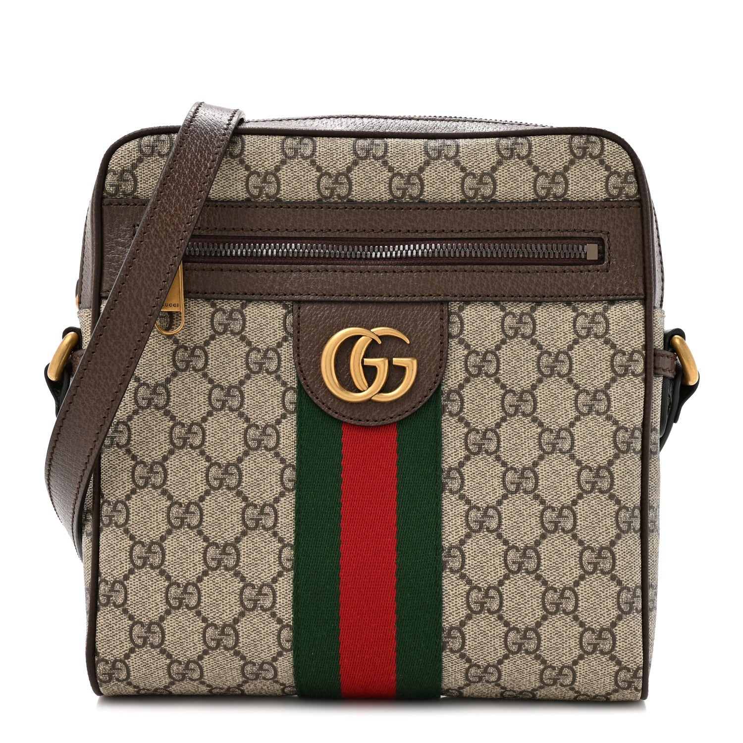 Gucci GG Supreme Monogram Web Small Ophidia Messenger Bag Brown