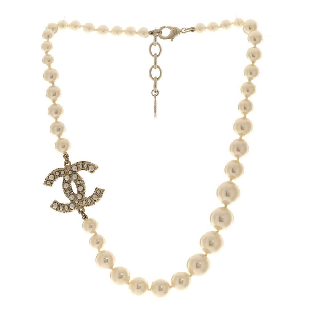 Pearl CC 100th Anniversary Necklace Light Gold