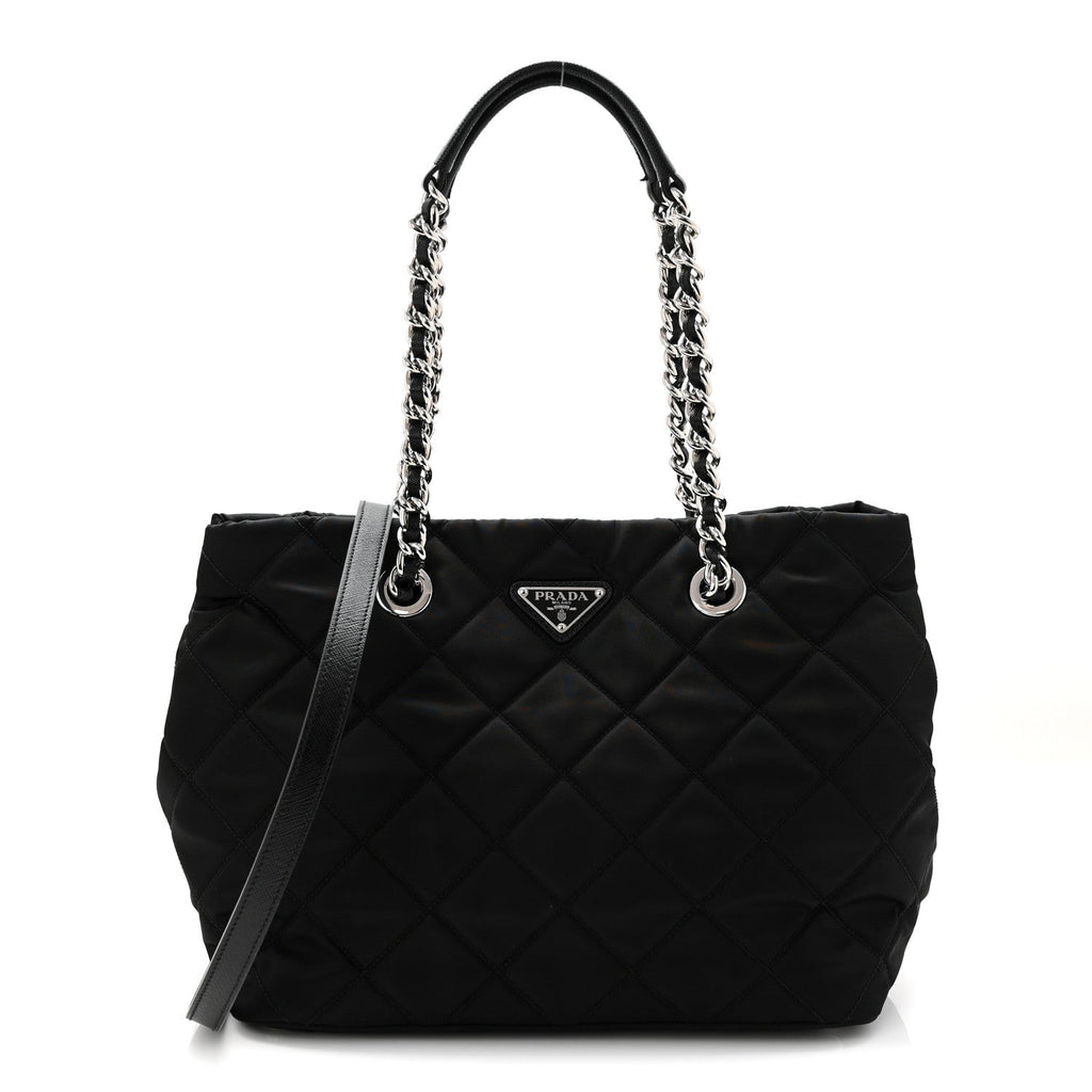 Prada Nylon Tessuto Impuntu Quilted Tote Black