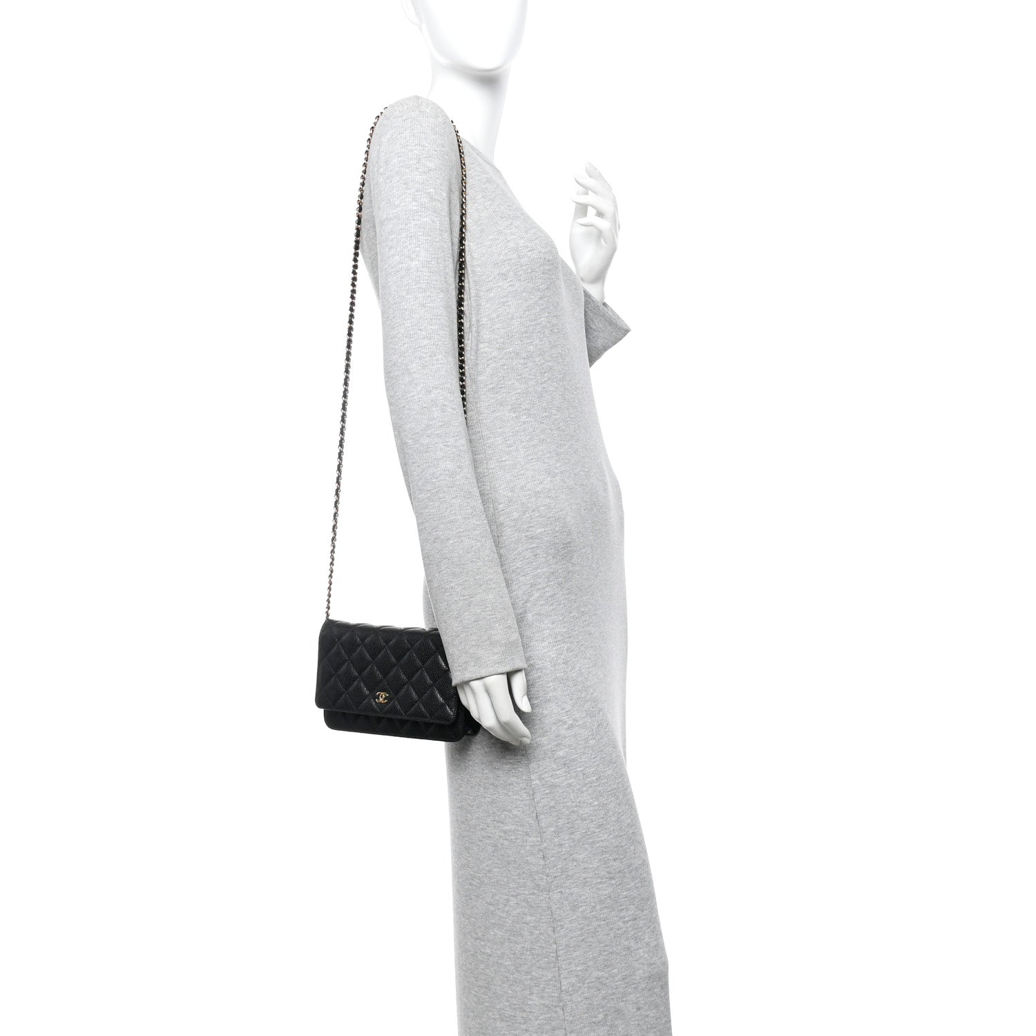 Chanel Caviar Quilted Wallet on Chain WOC Black