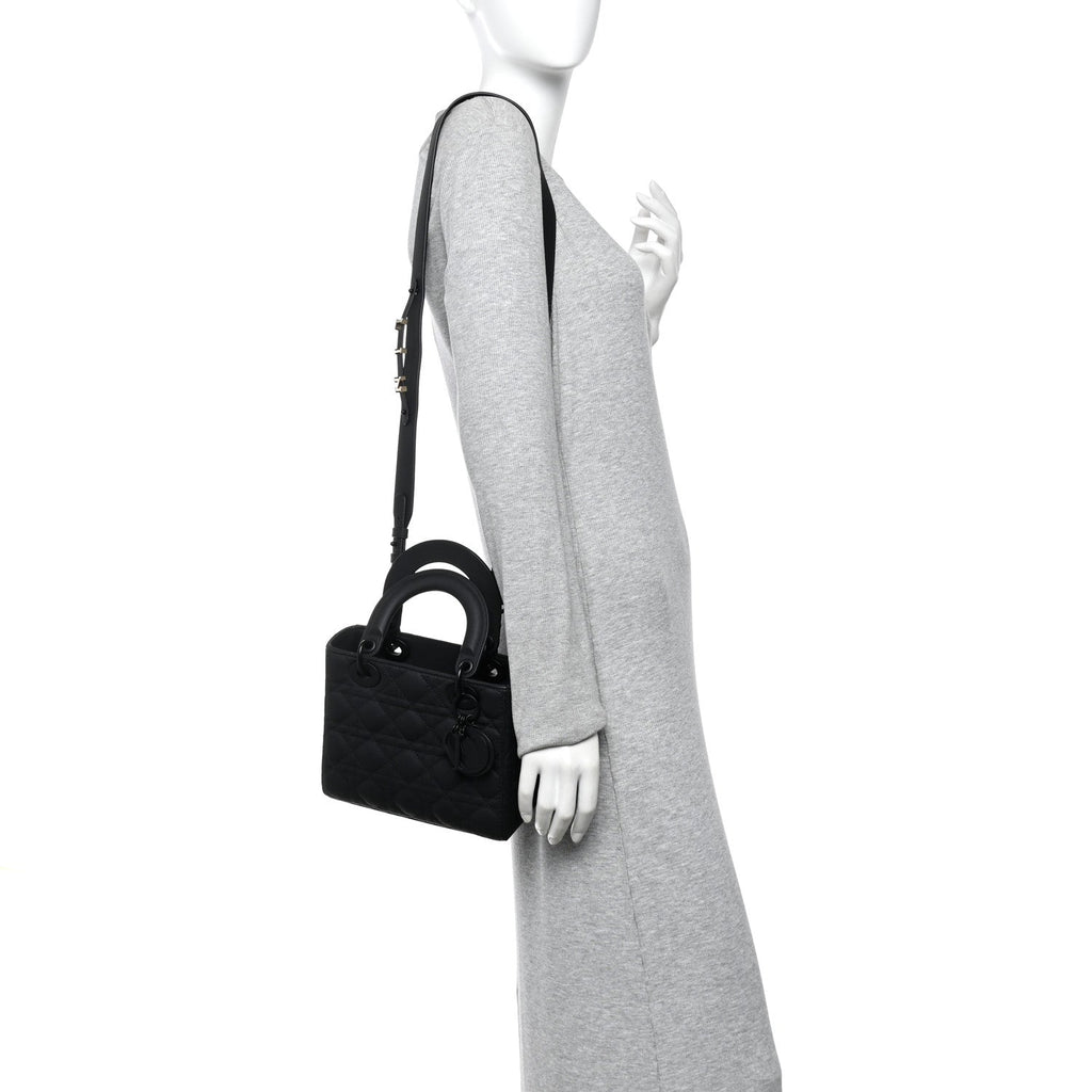 Christian Dior Ultra Matte Calfskin Cannage Small My ABCDior Lady Dior Black