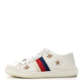 Gucci Calfskin Bee Star Embroidered Sylvie Web Ace Sneakers 37.5 White