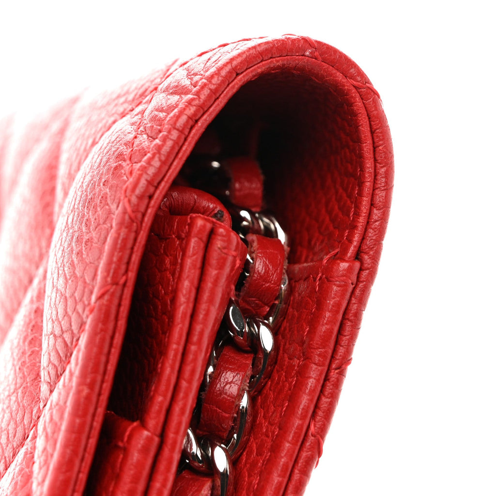 Chanel Caviar Quilted Wallet on Chain WOC Red