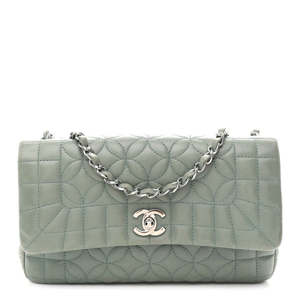 Chanel Lambskin Quilted Lady Graphic Flap Green