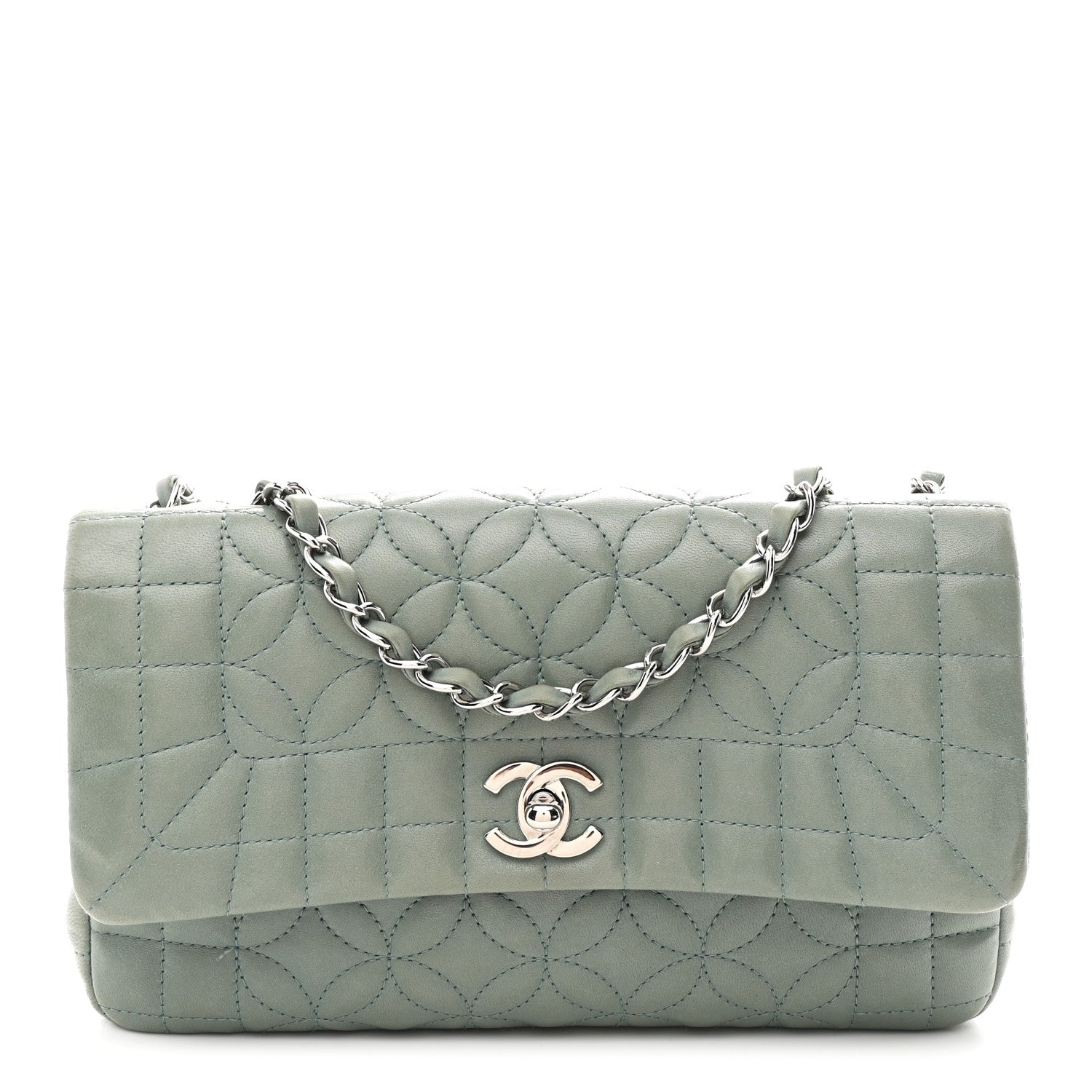 Chanel Lambskin Quilted Lady Graphic Flap Green