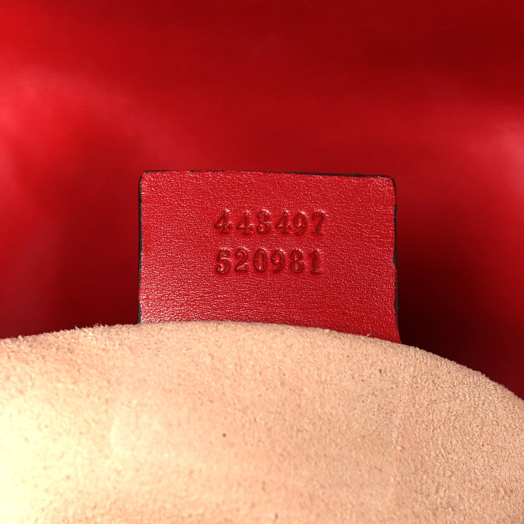 Gucci Calfskin Matelasse Small GG Marmont Shoulder Bag Hibiscus Red