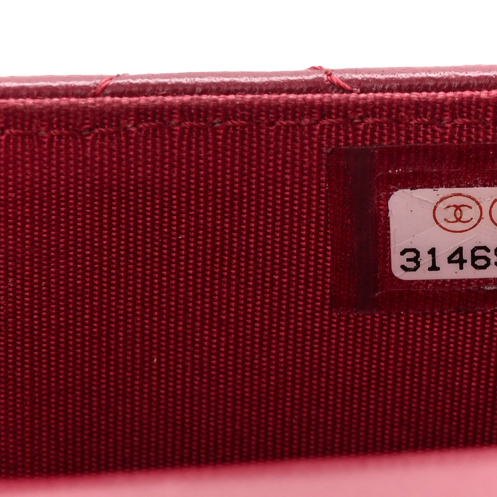 Chanel Lambskin Quilted Top Handle Flap Coin Purse With Chain Burgundy