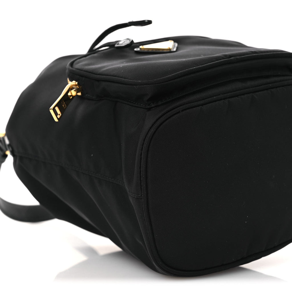 Prada Nylon Vela Saffiano Mini Bucket Crossbody Bag Black