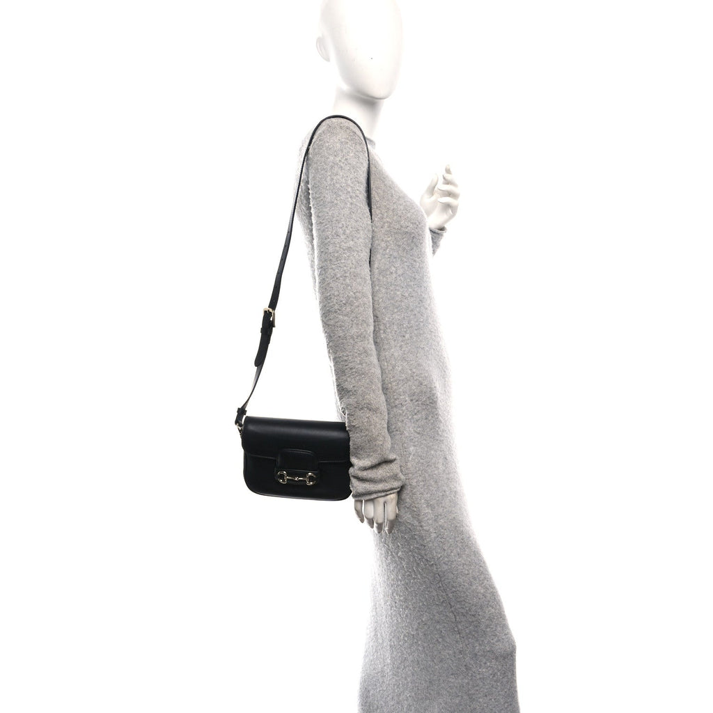 Gucci Arabella Calfskin Horsebit 1955 Shoulder Bag  Black