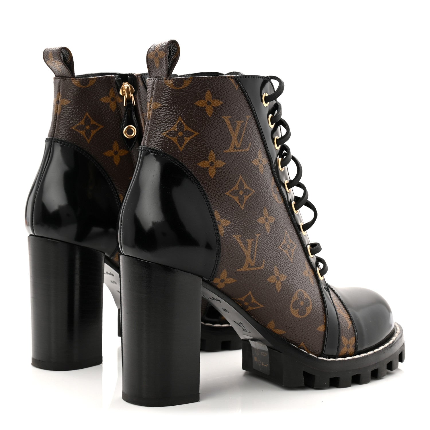 Louis Vuitton Patent Calfskin Monogram Star Trail Ankle Boots 40 Black