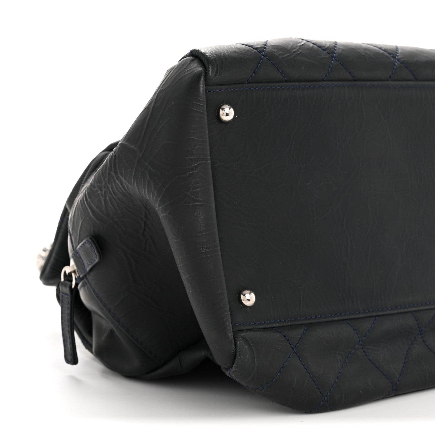 Chanel Crinkled Calfskin Grand Timeless Shopping Tote GTT Dark Blue