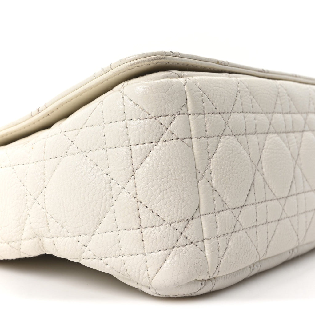 Christian Dior Supple Calfskin Cannage Medium Caro Bag Ivory