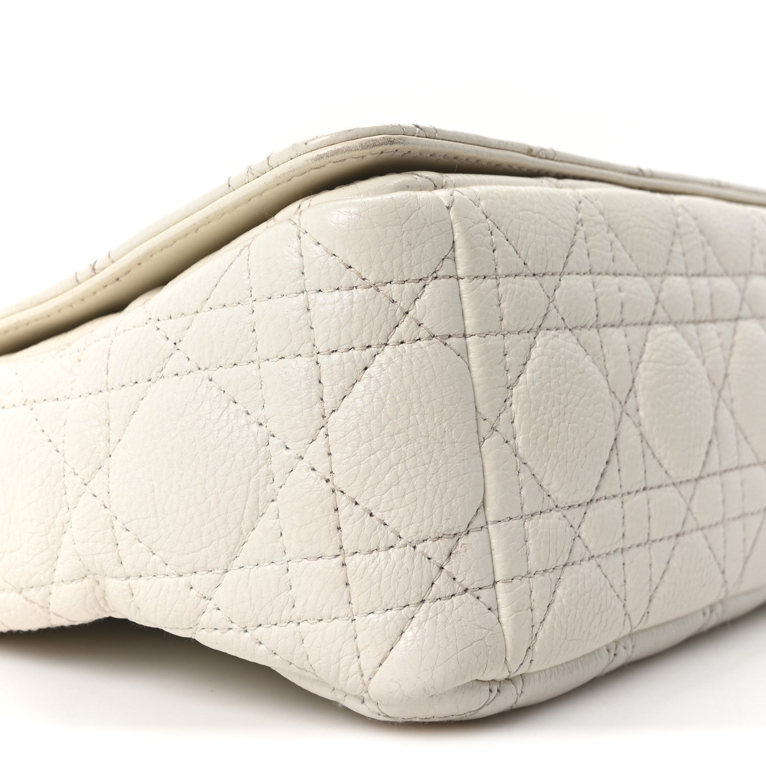 Christian Dior Supple Calfskin Cannage Medium Caro Bag Ivory