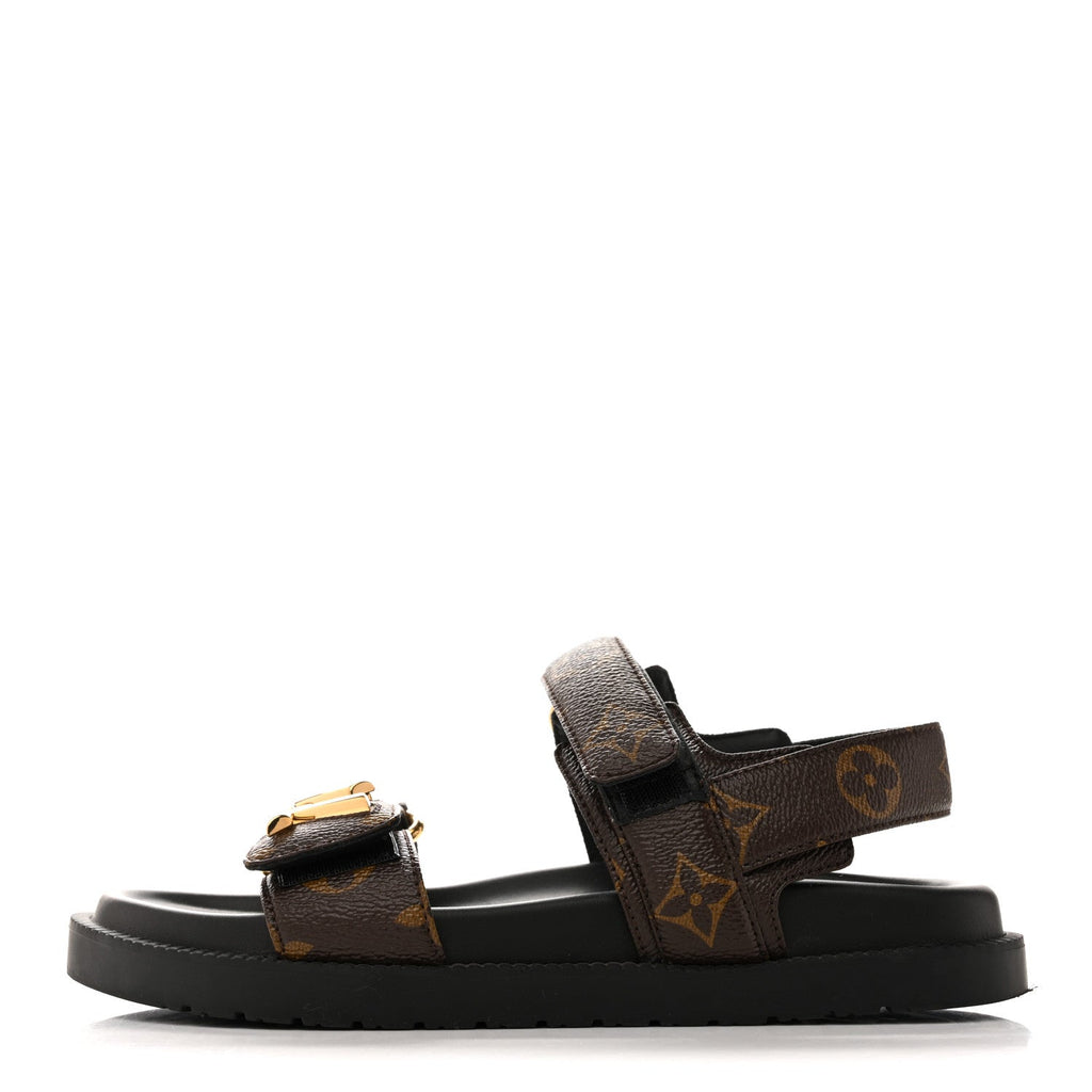 Louis Vuitton Monogram LV Sunset Comfort Flat Sandals 35 Cacao Brown