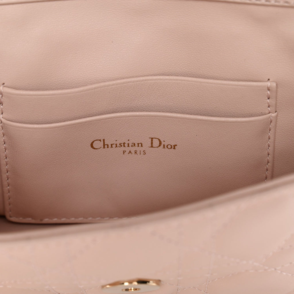 Christian Dior Lambskin Cannage Dior Talk Phone Pouch Rose Poudre