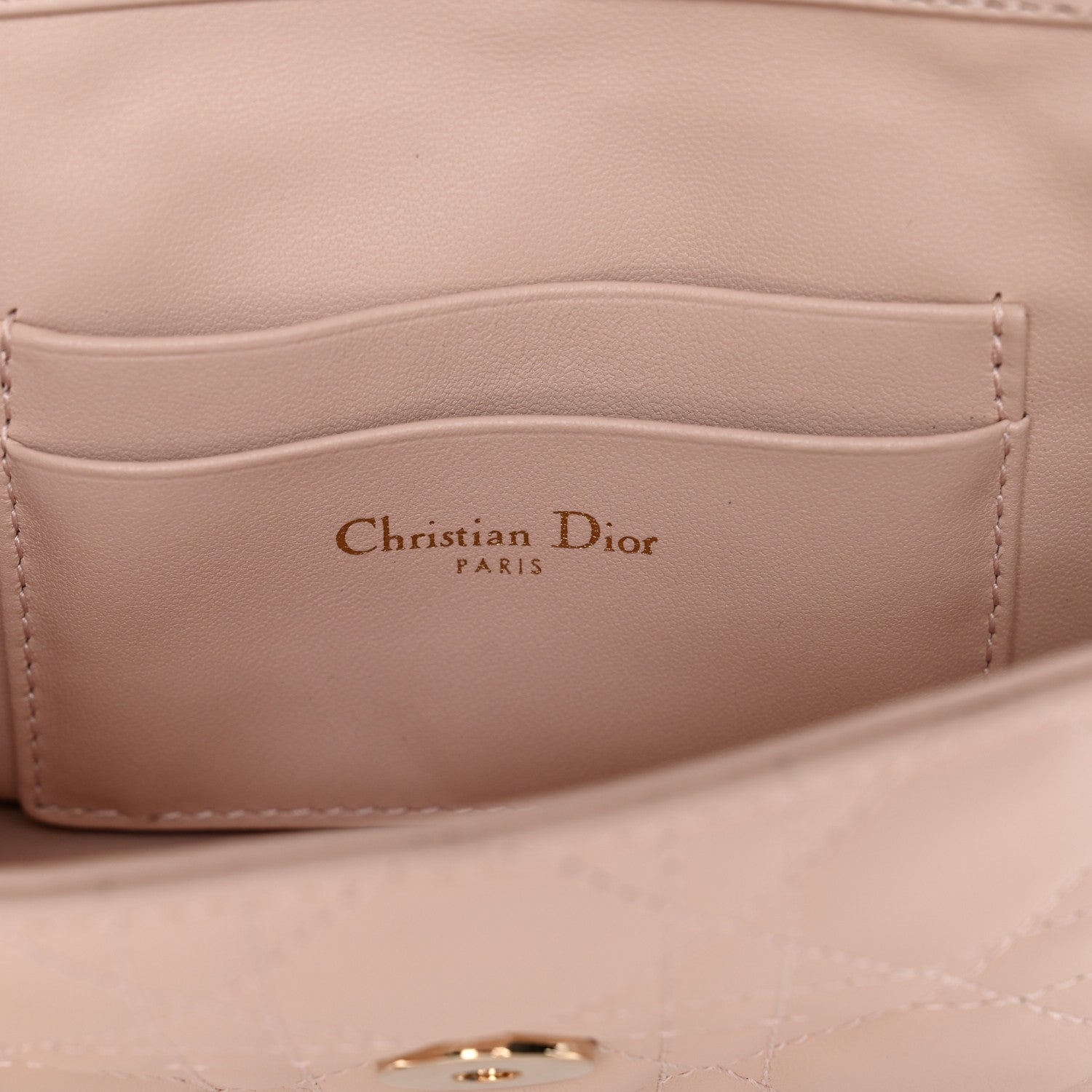 Christian Dior Lambskin Cannage Dior Talk Phone Pouch Rose Poudre