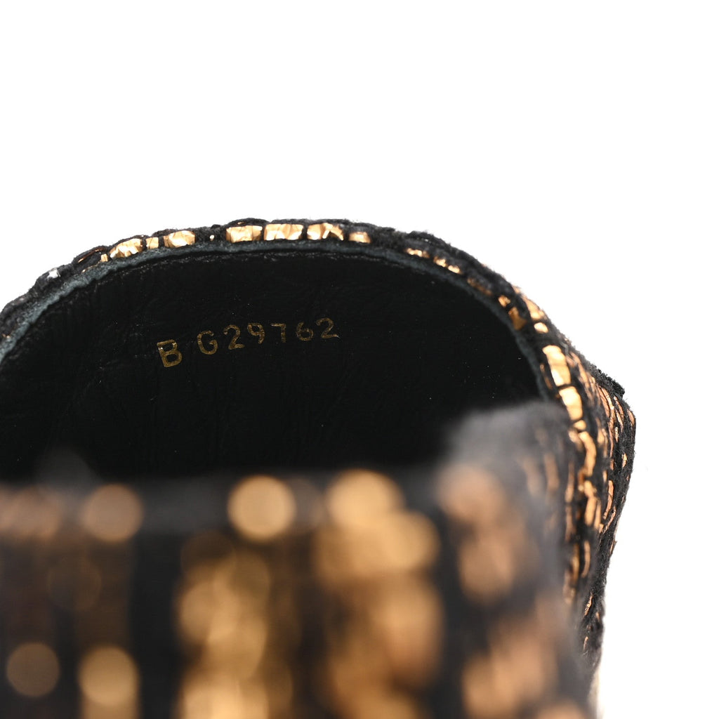 Metallic Tweed Grosgrain CC Espadrilles 38 Gold Black
