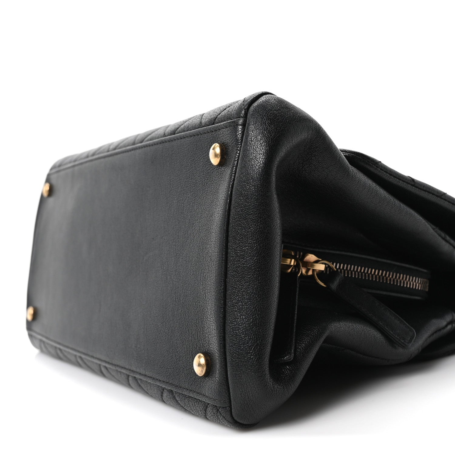 Chanel Shiny Sheepskin Quilted Large Trapezio Flap Black