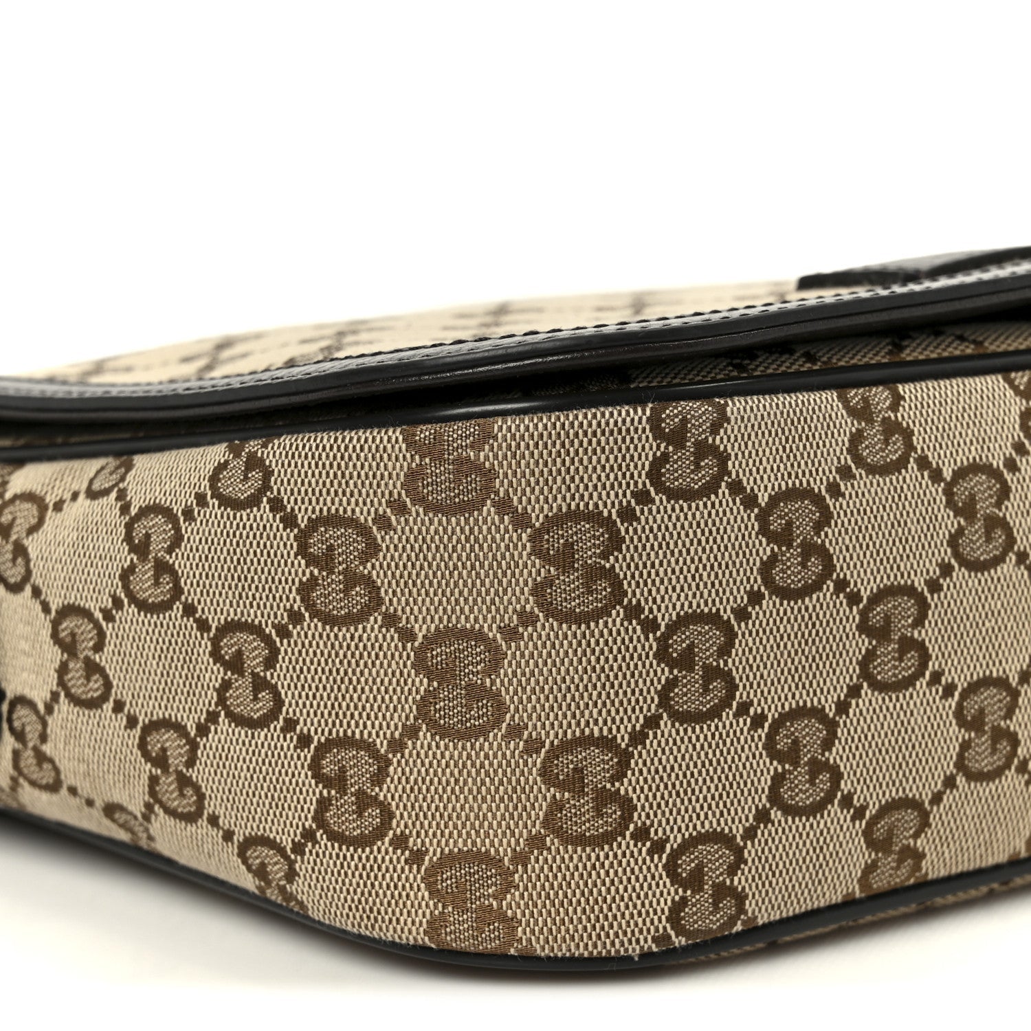 Gucci Monogram Flap Messenger Bag Beige Dark Brown