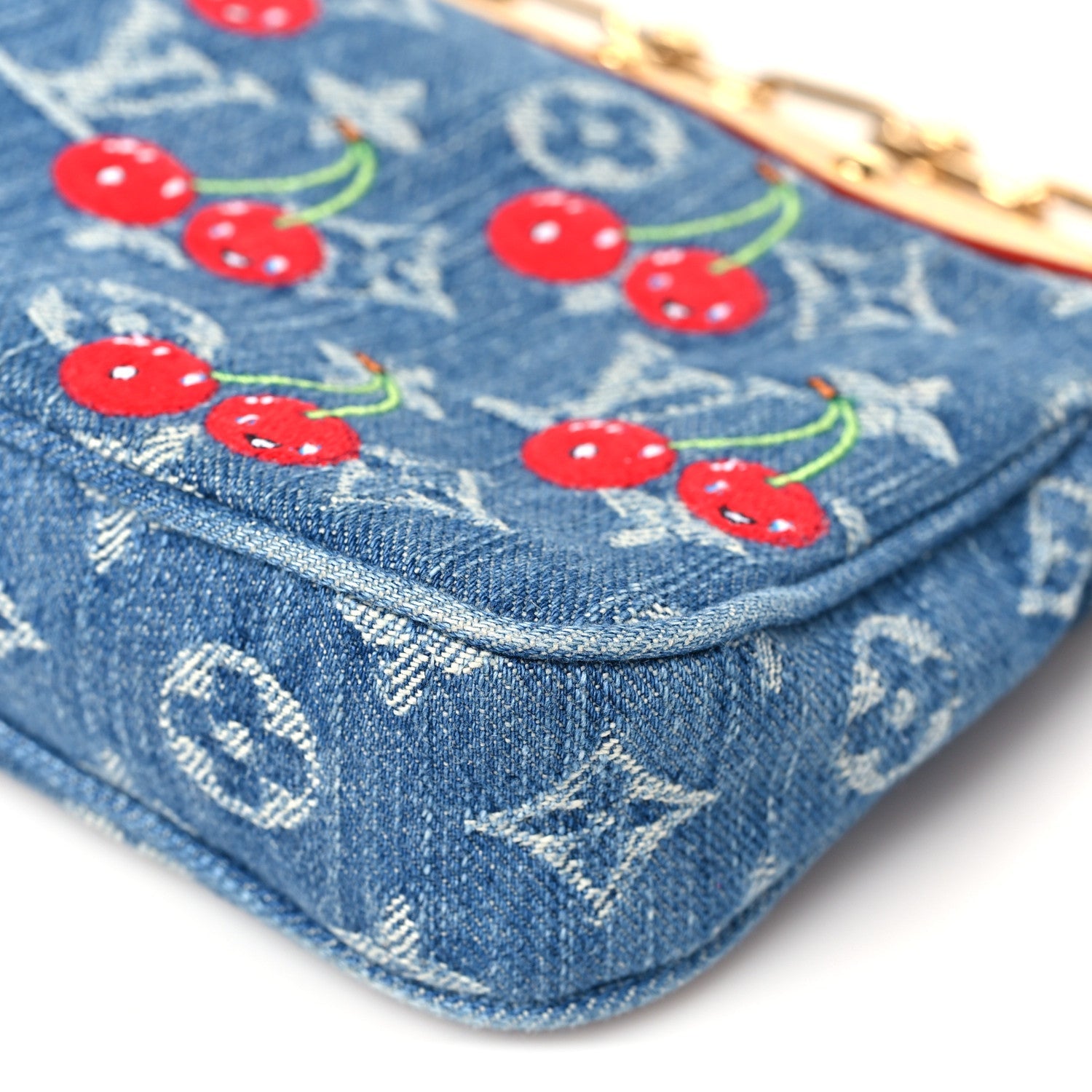 Louis Vuitton LV X TM Monogram Denim Cerises Pochette Accessories Blue