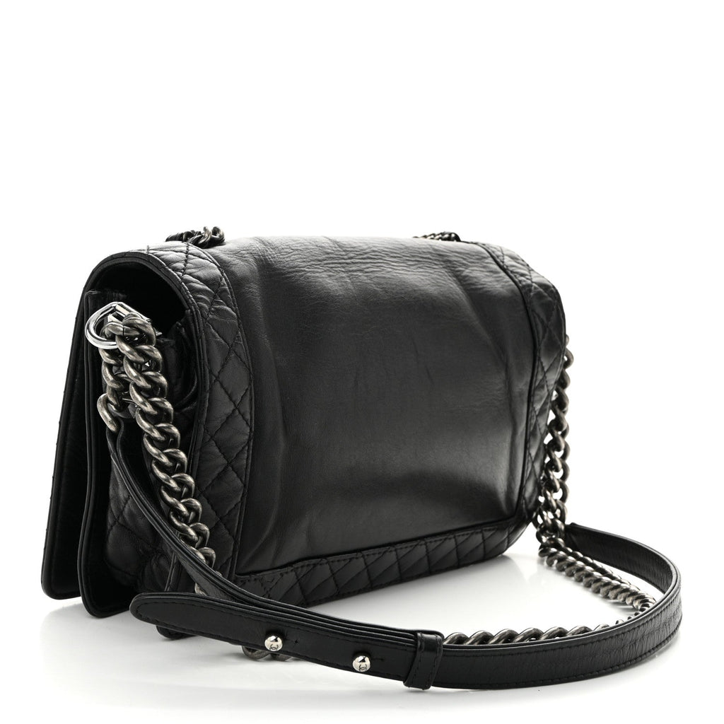 Chanel Calfskin Enchained New Medium Boy Flap Black