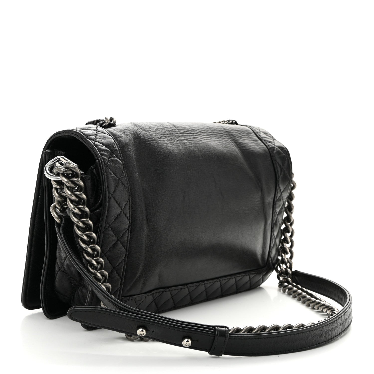 Chanel Calfskin Enchained New Medium Boy Flap Black
