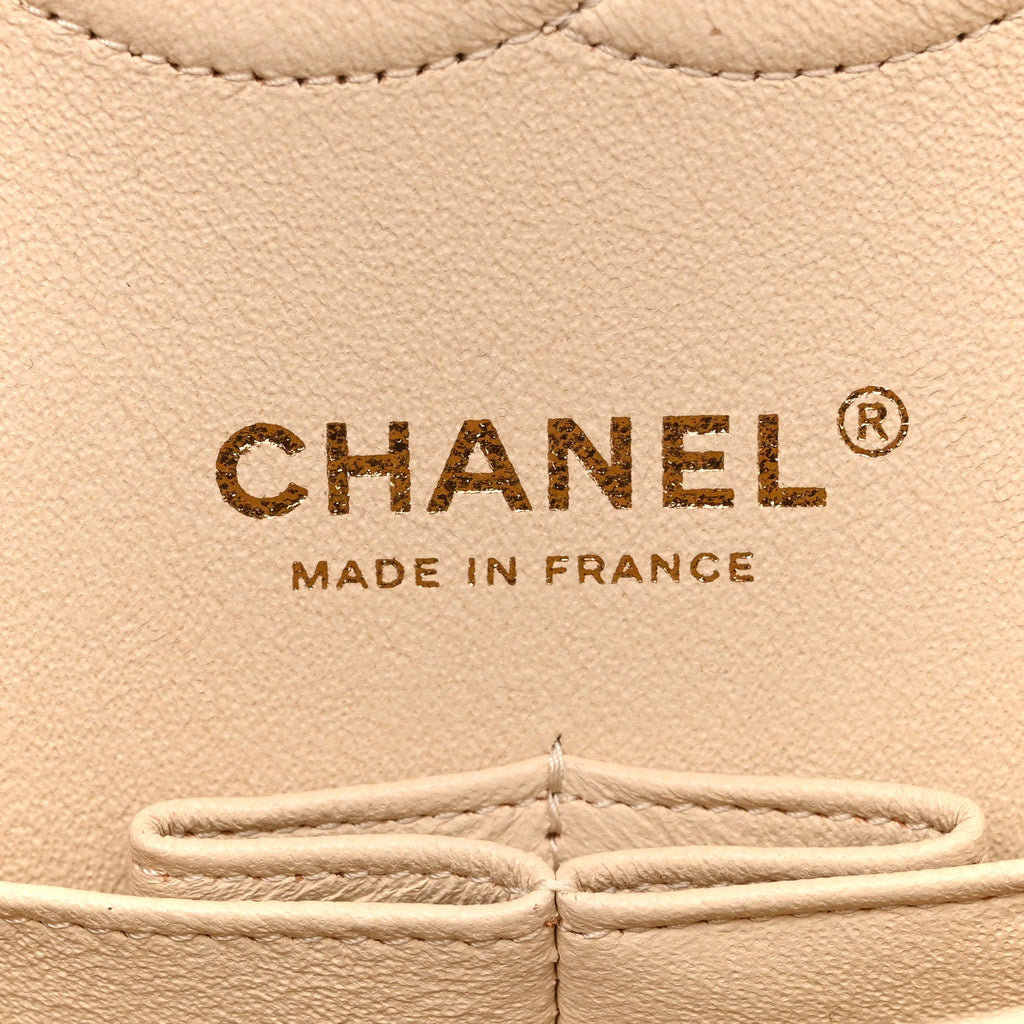 Chanel Caviar Quilted Medium Double Flap Light Beige