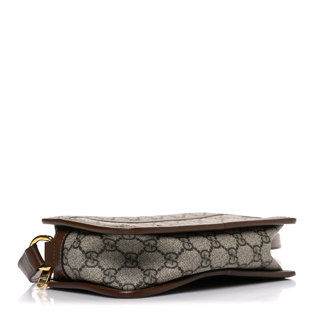 Gucci GG Supreme Monogram Azalea Calfskin Mini Retro Interlocking G Shoulder Bag Beige Ebony Brown Sugar