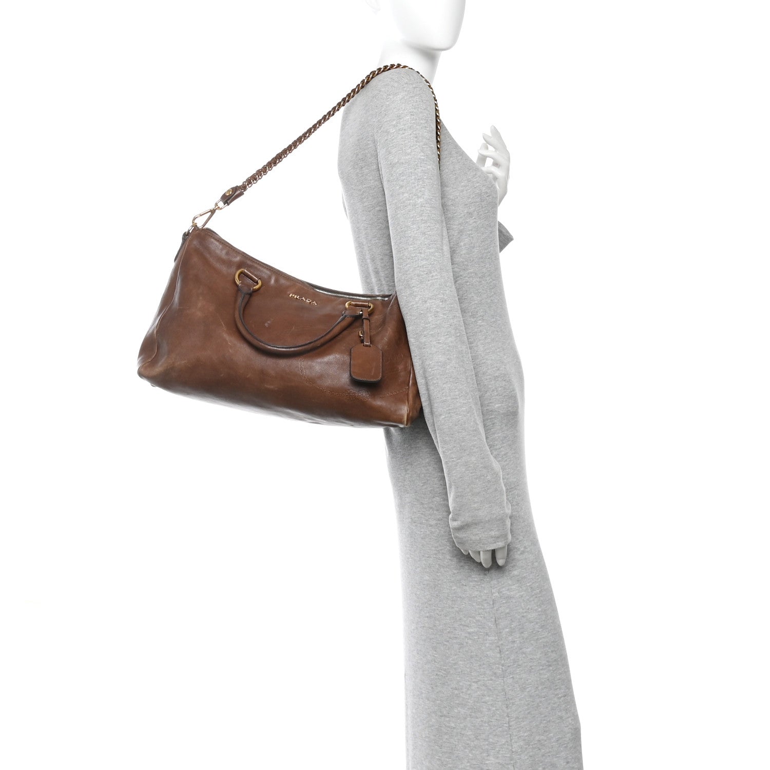 Prada Soft Calf Shopping Tote Brown