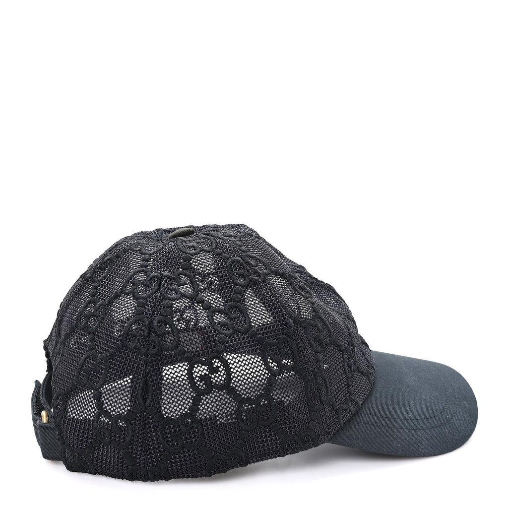 Gucci Mesh GG Monogram Shivali Baseball Hat M Black