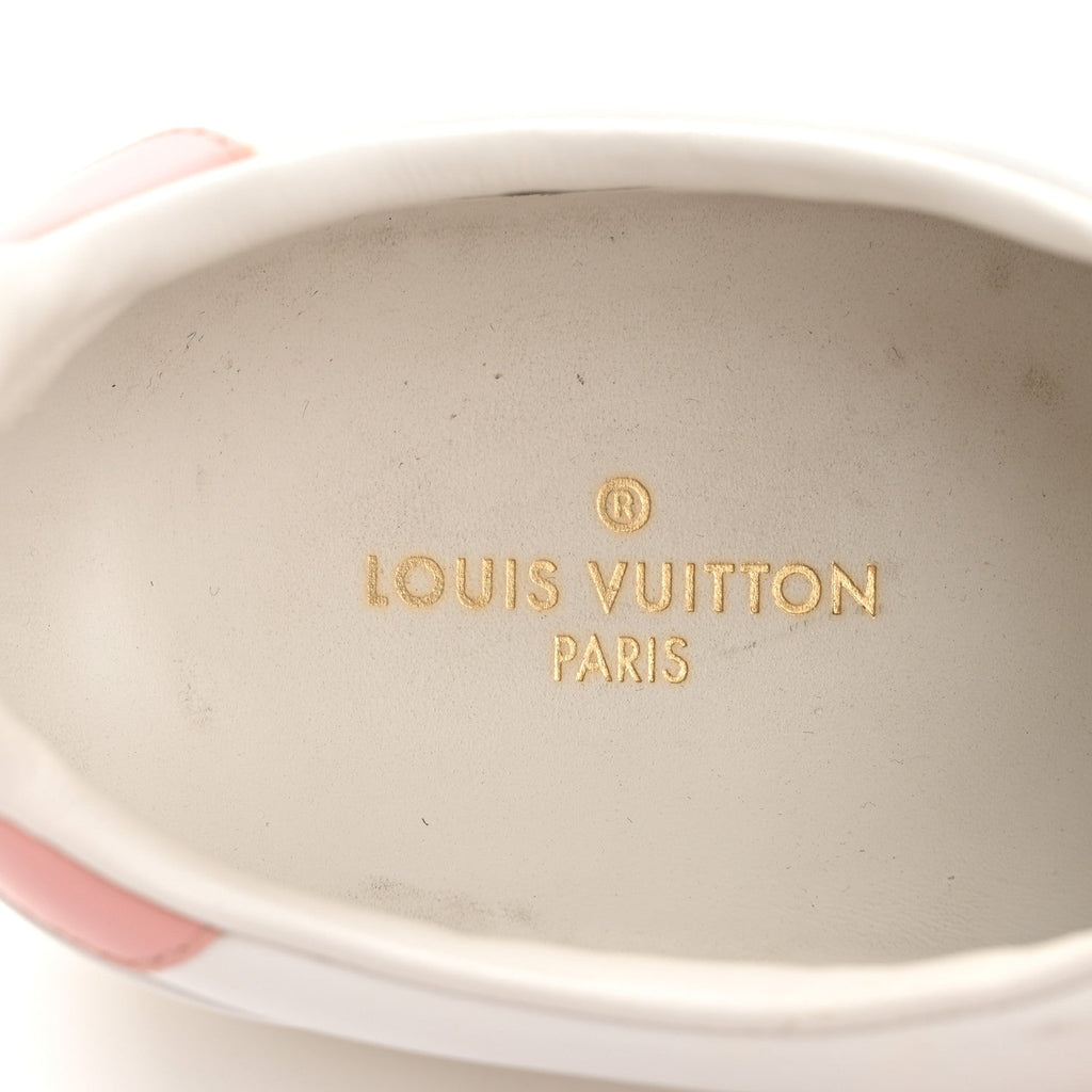 Louis Vuitton Calfskin Monogram Striped Frontrow Sneakers 38.5 White