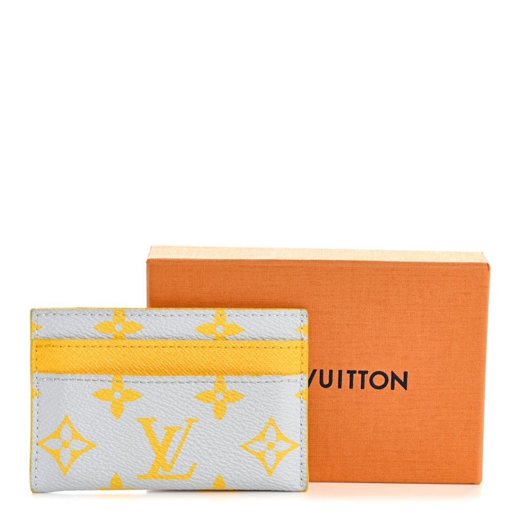 Louis Vuitton Monogram Glow Double Card Holder Gray Yellow