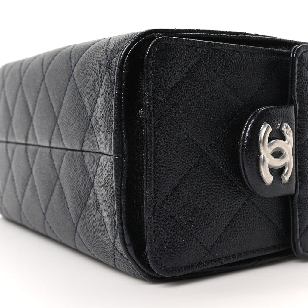 Chanel Metallic Caviar Quilted Mini Chanel 25 Handbag Dark Blue