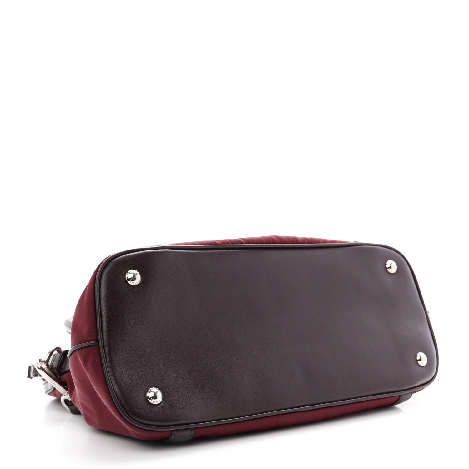 Prada Nylon Tessuto Soft Calf Small Tote Granato